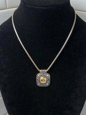 DOUGLAS PAQUETTE Silver and Gold Tone Pendant Necklace
